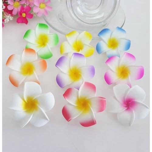 100pcs 9cm hawaian 5COLORS real touch Artificial PE plumeria Flower Heads DIY wedding party headware decoration