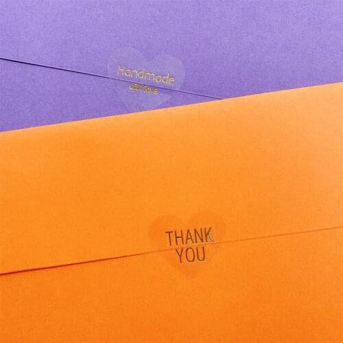 100pcs/lot thank you Heart Design Transparent Hot Stamping Seal Sticker DIY Note Gift Labels Baking Product