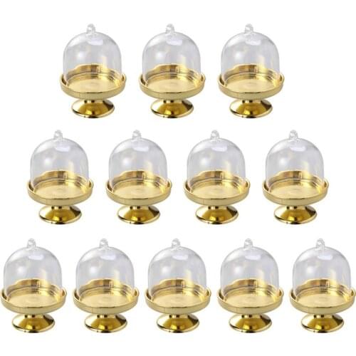 12pcs Tray Modeling Shape Candy Box Party Favor Boxes Candy Holders Gift Box (Golden Base)