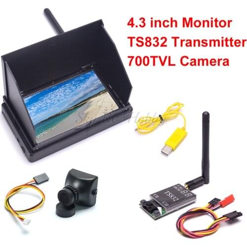 4.3inch 48CH LCD 480 x 272 Wireless Receiver Monitor built-in battery TS832 48CH 600mW 700TVL 2.8mm PAL Camera For FPV RC Drone