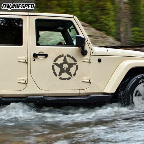 40CM Skull Star Graphics Decals Car Door Decor Stickers Personality Stickers Auto Body Side Accessories Vinyl Decal For Jeep