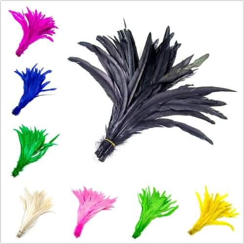 Wholesale 50pcs Natural Cock Tail Feathers 10-16 inch Black Rooster Tail Feathers Stage Performance Decorative Plumes for Craft