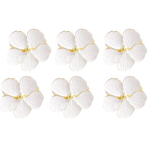 6 Pcs Flower Napkin Ring Buckle Napkin Ring Used for Wedding Festival Banquet Daily Party Decoration