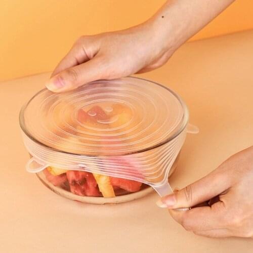 6pcs Silicone Stretch Sealing Lids Reusable Airtight Food Wrap Keeping Fresh Bowl Pot Cover Kitchen Packaging Accessories
