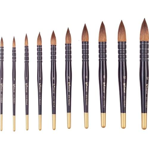 ArtSecret Reusable Natural Yellow Hair Black Wooden Handle Watercolor Art Brush No.2019R For Gouache Aquarelle Impression Paint