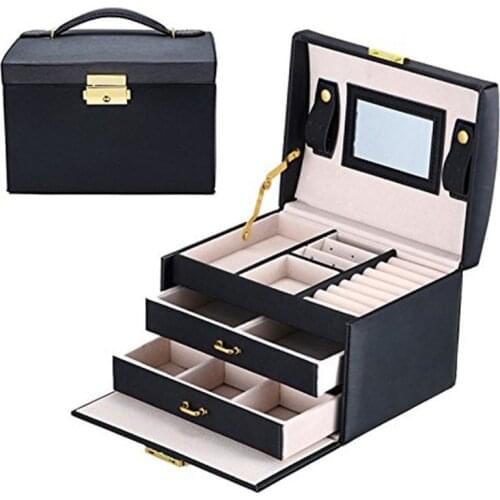 Large Jewelry Packaging Display Box Armoire Dressing Chest with Clasps Bracelet Ring Necklace Makeup Organiser Carrying Cases
