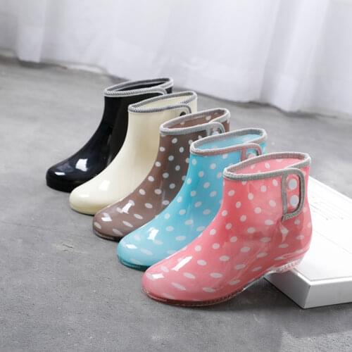 Comemore Woman Rain Boot 2021 Women Print Jelly Wedge Ankle Boots Womens Waterproof Shoe Ladies Footwear Female Fashion Shoes