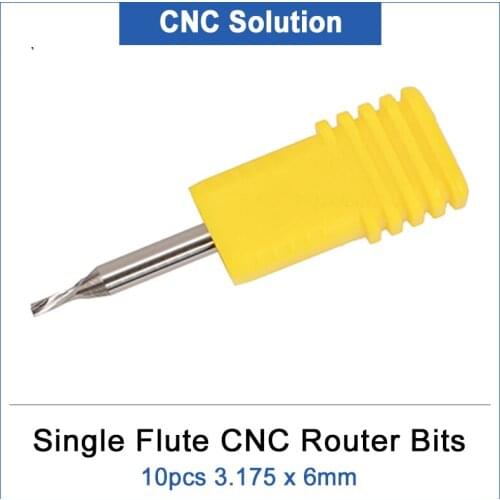 DRAGON DIAMOND 10pcs 3.175*6mm Left Spiral Milling Cutter Down One Flute Router Bit CNC End Mill Acrylic PVC