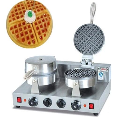 Double-end waffle baker commercial stainless steel muffin waffle machine pork floss bread machine snacks equipment