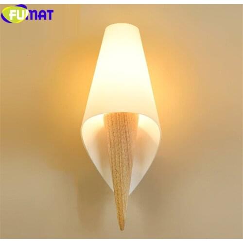 FUMAT Wall Hallway Light Wood Glass Bed Mirror Lamp Backlight Brief Nordic Home Decor Ice Cream Creative LED Hotal Room Lighting