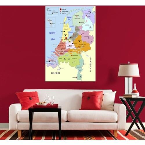 100*150cm The Netherlands Map In Dutch Non-woven Canvas Painting Large Poster Wall Home Decoration School Supplies