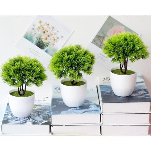 17x21cm Green Small Tree Artificial Plants Bonsai Home Bedroom Living Room Office Hotel Decor Fake Plants Festive Party Supplies