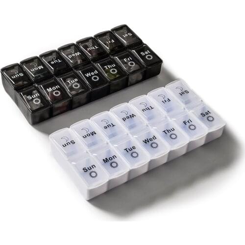 2 pack 7 days weekly pill case 28 grids medicine tablte dispenser organizer pill box pill storage organizer container