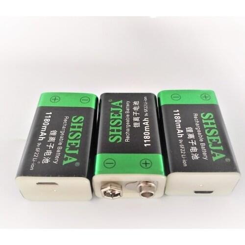 3pcs/lot 9V 1180mAh lithium ion battery 6F22 USB rechargeable battery detector toy rechargeable battery free shipping