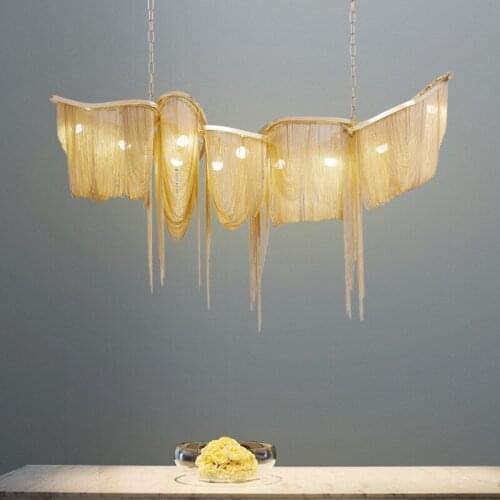Boat Tassel Chain Pendant Light Gold Silver Aluminum Chain Suspension Lamp For living room restaurant Pendant Lighting PA0025