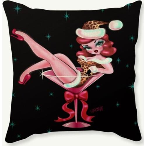 Fashion Beautiful Girl Printed Cushion Cover Cotton Linen Decorative Throw Pillow Cover Home Decor Room Sofa Chair Pillowcase