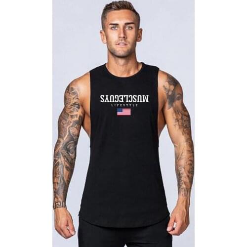 Muscle Mens Tank Top Sleeveless Fashion Workout Sportswear Shirt Stringer Clothing Bodybuilding Singlets Gym Cotton Fitness Vest