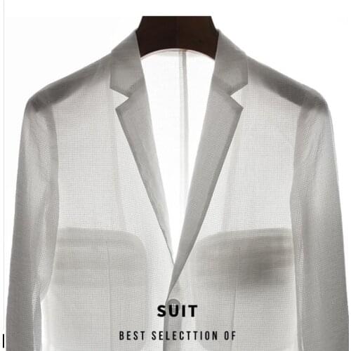 Men Sunscreen Suit Jacket Products Light And Semi-transparent Plaid Fabric Mens Slim Breathable Casual Spring And Summer New