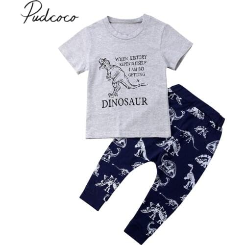 2018 Brand New Toddler Infant Kids Baby Boys Dinosaur Top T-shirt Pants Leggings 2Pcs Casual Summer Sunsuit Outfit Clothes 1-6T