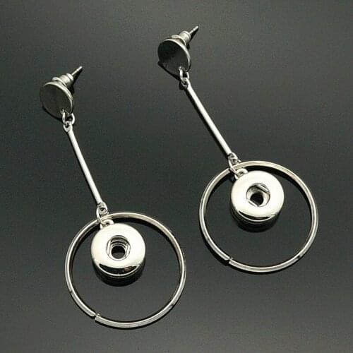 New Fashion metal dangle earrings circles round snap earrings fit 12mm snap buttons DIY earrings wholesale JA0070