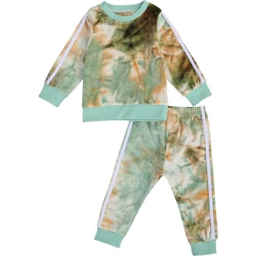 1-6T Toddler Kid baby Girl Boy Clothes set Tie Dye Gradient Clothing Long Sleeve Sweatshirt Top pant suit Fashion Outfit