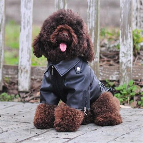 Dog Coat PU Leather Jacket Soft Waterproof Outdoor Puppy Outerwear Fashion Clothes For Small Pet(XXS-XXL)