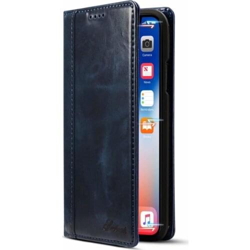 YXAYN Pure Leather Luxury Simple Flip Cover Case For iPhone 11 Pro MAX X XR XS Max 7 8 Plus Wallet Card Back Cove