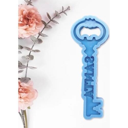 Christmas Theme Key Shape Epoxy Resin Mold Keychain Silicone Mould DIY Crafts Polymer Jewelry Pendant Making Tools