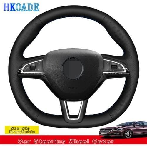 DIY lack Artificial Leather Car Products Steering Wheel Cover For Skoda Octavia 2015-2019 Fabia Kodiaq Citigo Superb Scala 2019