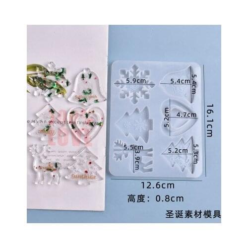 Diy Crystal Glue Drop Mold 6 Squares Christmas Gift Material Elk High Mirror Transparent Swing Table Pendant Silicone Mould