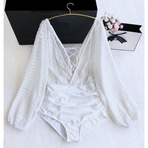 STAERK conservative one-piece long sleeve long skirt Holiday Beach skirt super fairy cover leg show thin cover meat swimsuit