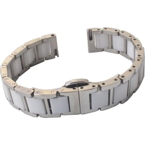 12mm 14mm 16mm 18mm Watchbands Replacement for Ladys Wristwatches Silver Stainless Steel Wrap White black Ceramic Polished Bands