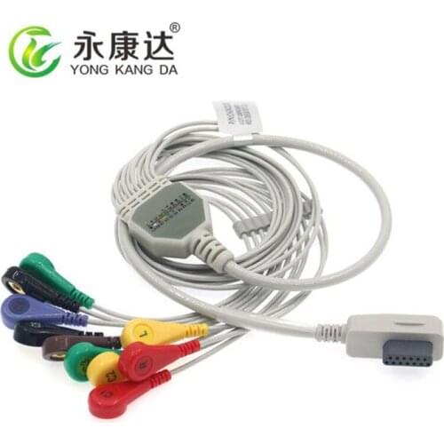 Compatible for HZBH CT-086S 13Pin Plug One-piece 10 Lead IEC snap EKG cable