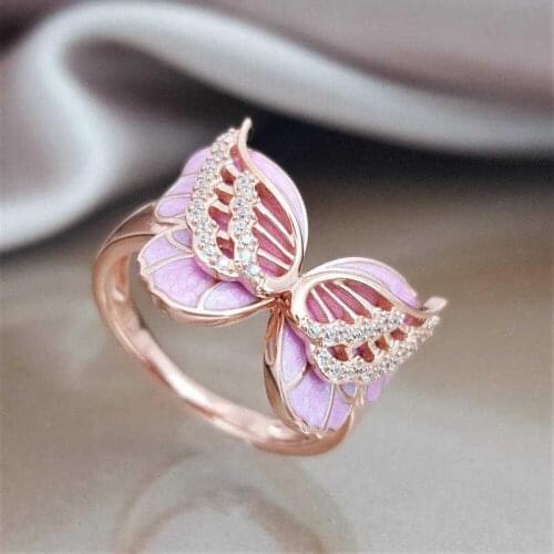 Jewelry Cocktail Butterfly Shaped CZ Party Mask Wedding Ring Size 5-10