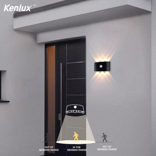 LED Wall Light With Human Body Motion Sensing IP65 Waterproof Outdoor&Indoor Wall Lamp Garden Light Fixture Aluminum AC90-260V