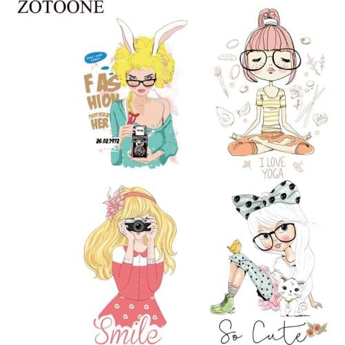 ZOTOONE Lovely Girl Patch Iron On Transfers for Clothing Decoration Stickers Applique Clothes For T-shirt West Coat Heat Press E