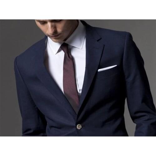 2020 Spring And Autumn Men Suit Tuxedo Custom Made Wedding Suits For Men Tailored Light Navy Blue Mens Suits With Pants Costume