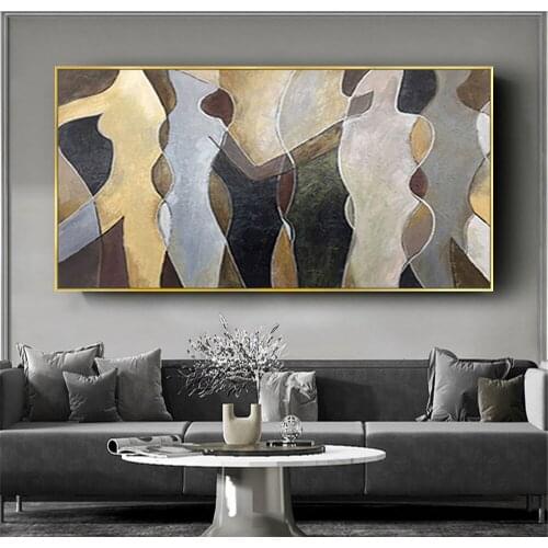 Meet in the crowd!Hand painted Contemporary art painting couple oil painting on canvas lover wall art figure picture Decorate