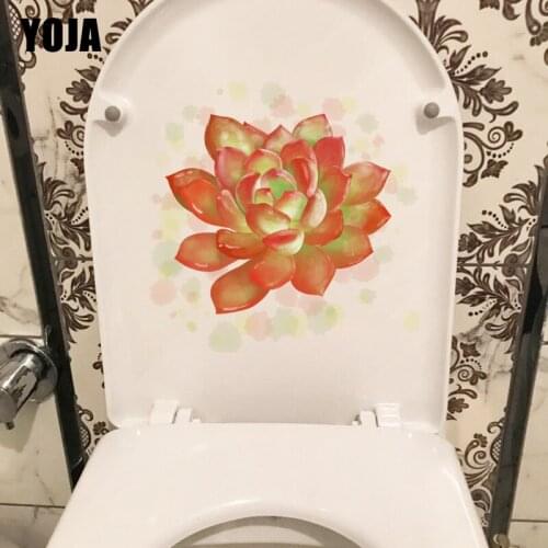 YOJA 23.6X23.7CM Ink Plants Fleshy Green Orange Red Home Wall Decor WC Toilet Sticker Decal T1-1184