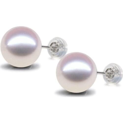 Fashion S925 Sterling silver Earrings 8-12mm Tahitian style black natural shell pearl Stud Earrings For women Free shipping