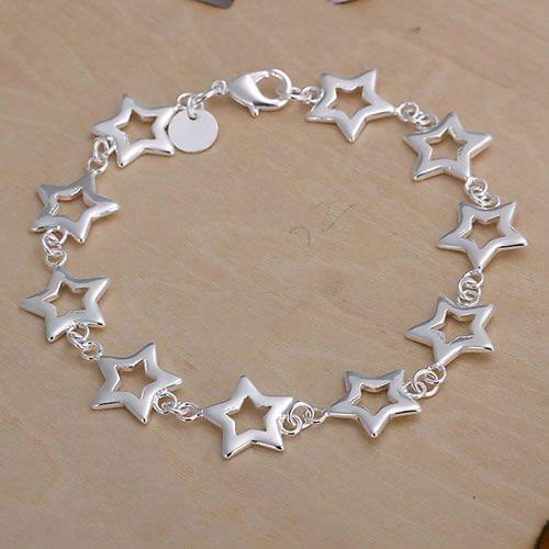 KN-H183 Wholesale Free Shipping Silver Plated Bracelet For Ladies Women Party Silver Fashion Jewelry Ten Stars Bracelet