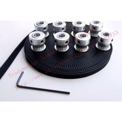 8pcs 20teeth S2M Timing Pulley Bore 6.35mm + 5 Meters S2M timing Belt Width 6mm S2M timing belt pulley for 3D free shipping