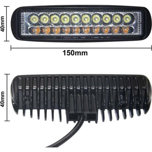 1PC 2V 24V headlights Beam Work Light for Cars Double Color 6 18W Slim LED Light Bar White Amber