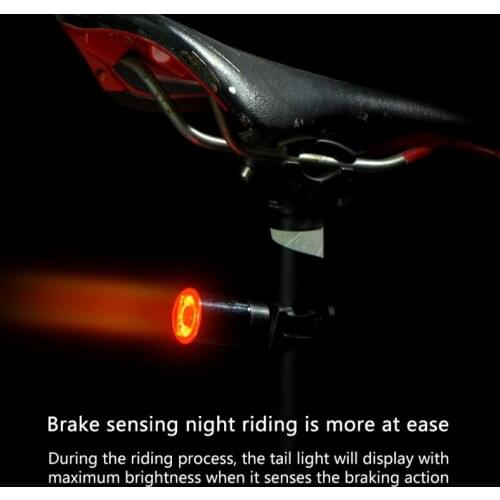 1pcs Bicycle Rear Light Auto Start / Stop Brake Detection BicycleTaillight Smart Brake Light USB NEW 2021