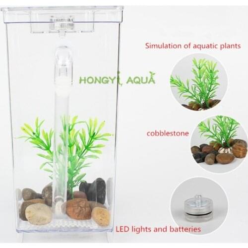 1 piece plastic square small fish tank mini-cylinder creative plastic small goldfish tank aquarium bucket fish tank