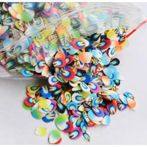 1000 Pcs/pack Fruit Flowers Feather Slices Decoration Acrylic Beauty 3D Polymer Clay Nail Sticker Tool 10g DIY Design