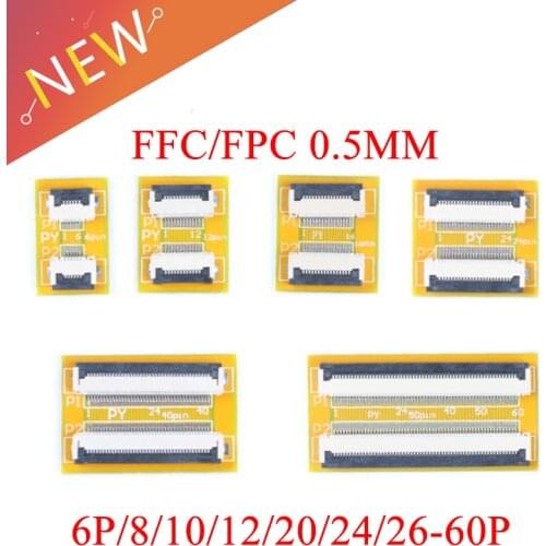 2Pcs Pitch 0.5 mm FPC FFC Flexible Flat Cable Extension Board 6 8 10 12 14 20 30 40 50 PIN Connector