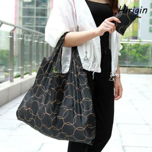 2020 fashion Magic style Nylon Large Tote ECO Reusable Polyester Portable Shoulder Handbag Green Folding Pouch Shopping Bag