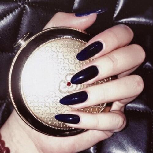 24pcs Pure Black Wear Long Paragraph Fashion Manicure Patch False Nails Save Time Wearable Nail Patch NE