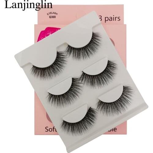 False Eyelashes 3 pairs 3D Mink Lashes Soft Natural Long Wispy Handmade Faux Mink Lashes Extension Makeup Kit Tool Eye lashes